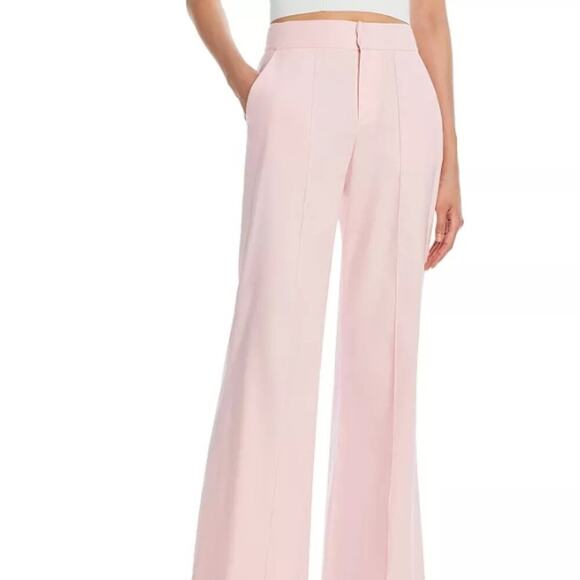Alice and Olivia Dylan High Rise Pintuck Wide Leg Pants Petal - Picture 8 of 10